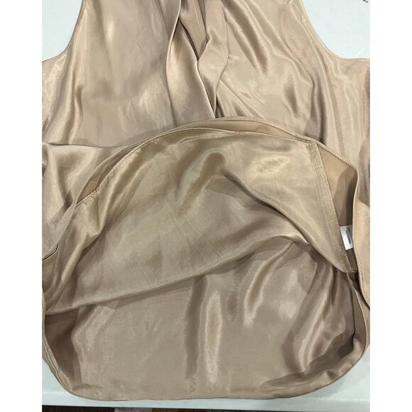 Helmut Lang Champagne Silk Draped Cowl V Neck Sleeveless Racerback Top sz Lg - Picture 9 of 9